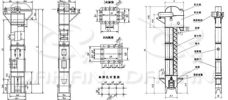 TD型斗式提升機(jī)外型結(jié)構(gòu)